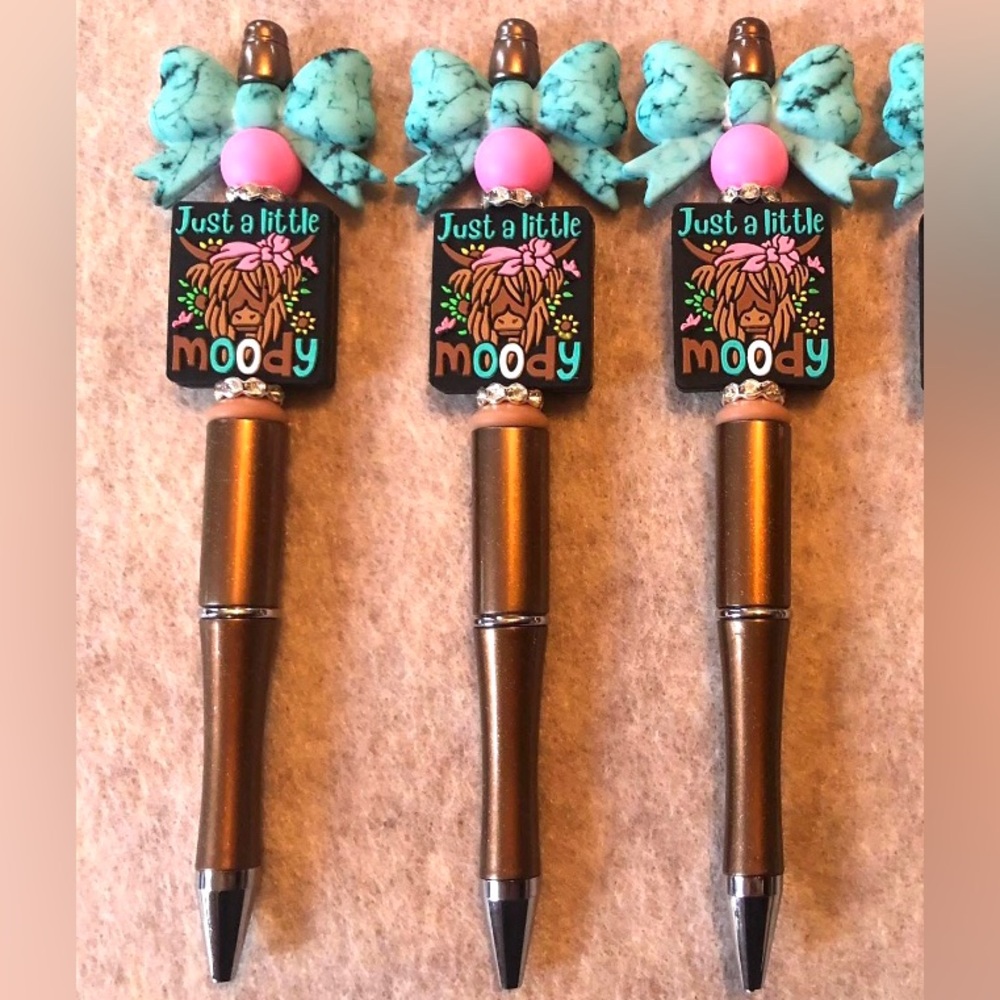 Just a little moody fun hand crafted beaded pen gift cow office